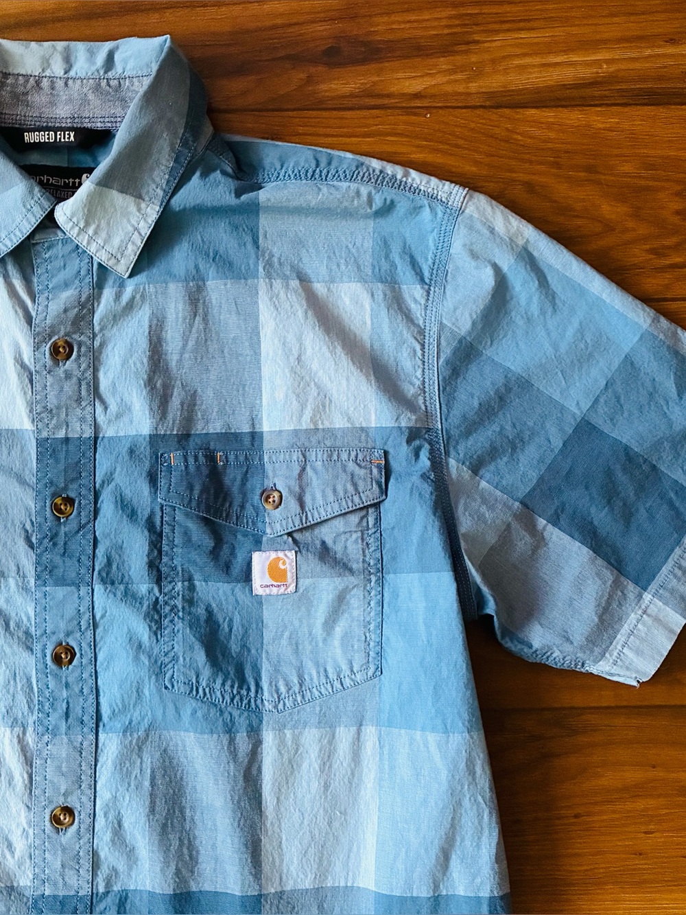 Carhartt Men’s Plaid Rugged Flex Short Sleeve Button Down Size XL
